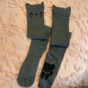 Kitty cat knee socks adorable cozy Christmas gift or treat yourself one size